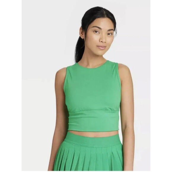 All in Motion Medium Support Muscle Cropped Sports Bra Vibrant Green XS - Picture 1 of 7